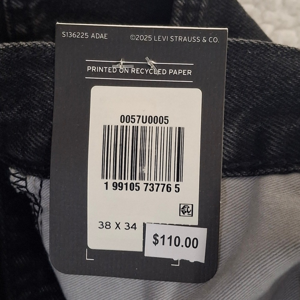 Levi's Premium 501 Loose Jeans Men's 38x32 Black Wash Straight Leg NWT - Picture 10 of 15